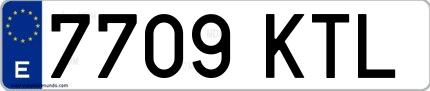 Ejemplo de matrícula española 7709 KTL