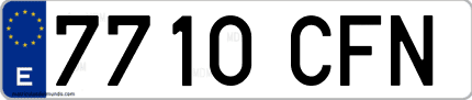 Ejemplo de matrícula de coche ordinaria 7710 CFN