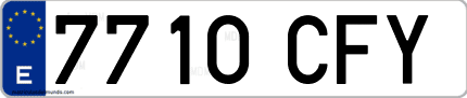 Ejemplo de matrícula de coche ordinaria 7710 CFY