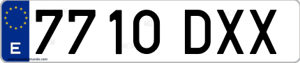 Ejemplo de matrícula de coche ordinaria 7710 DXX