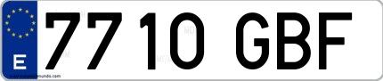 Ejemplo de matrícula española 7710 GBF
