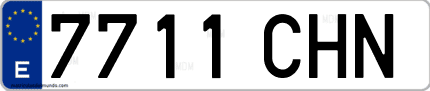 Ejemplo de matrícula de coche ordinaria 7711 CHN