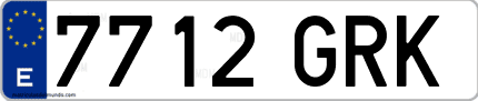Ejemplo de matrícula de coche ordinaria 7712 GRK