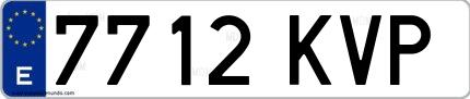 Ejemplo de matrícula española 7712 KVP