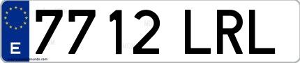 Ejemplo de matrícula española 7712 LRL