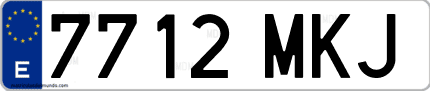Ejemplo de matrícula de coche ordinaria 7712 MKJ