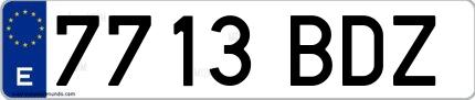 Ejemplo de matrícula española 7713 BDZ