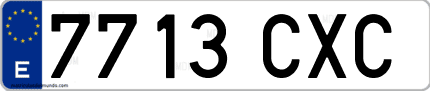 Ejemplo de matrícula de coche ordinaria 7713 CXC