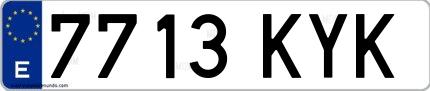 Ejemplo de matrícula española 7713 KYK