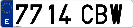 Ejemplo de matrícula de coche ordinaria 7714 CBW