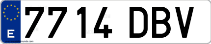 Ejemplo de matrícula de coche ordinaria 7714 DBV