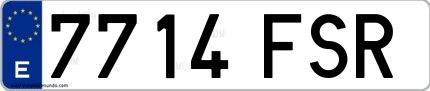 Ejemplo de matrícula española 7714 FSR