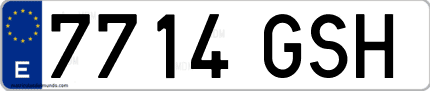 Ejemplo de matrícula de coche ordinaria 7714 GSH
