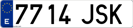Ejemplo de matrícula de coche ordinaria 7714 JSK