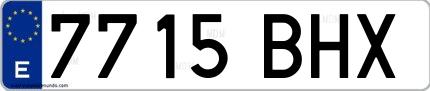 Ejemplo de matrícula española 7715 BHX