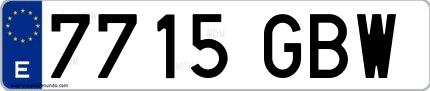 Ejemplo de matrícula española 7715 GBW