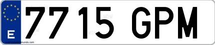 Ejemplo de matrícula española 7715 GPM