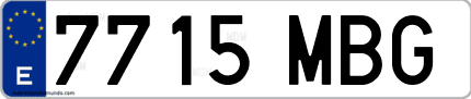Ejemplo de matrícula de coche ordinaria 7715 MBG