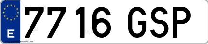 Ejemplo de matrícula española 7716 GSP