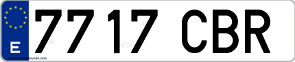 Ejemplo de matrícula de coche ordinaria 7717 CBR