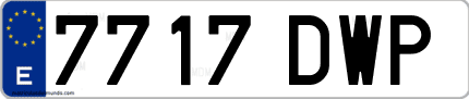 Ejemplo de matrícula de coche ordinaria 7717 DWP