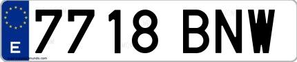Ejemplo de matrícula española 7718 BNW