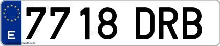 Ejemplo de matrícula española 7718 DRB