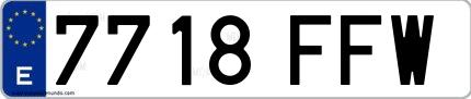 Ejemplo de matrícula española 7718 FFW