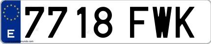 Ejemplo de matrícula española 7718 FWK