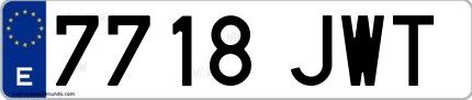 Ejemplo de matrícula española 7718 JWT