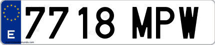 Ejemplo de matrícula de coche ordinaria 7718 MPW