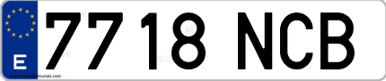 Ejemplo de matrícula de coche ordinaria 7718 NCB