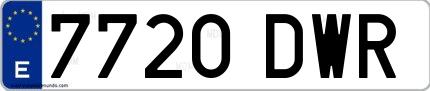 Ejemplo de matrícula española 7720 DWR