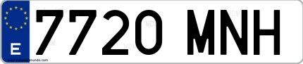 Ejemplo de matrícula española 7720 MNH