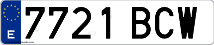 Ejemplo de matrícula de coche ordinaria 7721 BCW