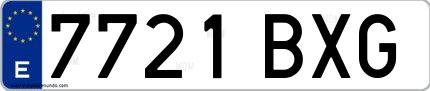 Ejemplo de matrícula española 7721 BXG