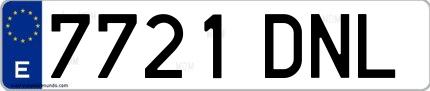 Ejemplo de matrícula española 7721 DNL