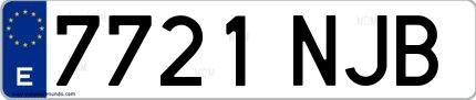 Ejemplo de matrícula española 7721 NJB