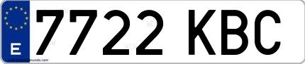 Ejemplo de matrícula española 7722 KBC