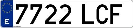 Ejemplo de matrícula española 7722 LCF