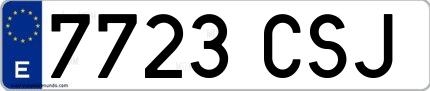 Ejemplo de matrícula española 7723 CSJ