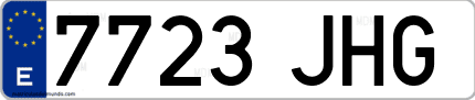 Ejemplo de matrícula de coche ordinaria 7723 JHG