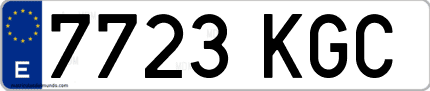 Ejemplo de matrícula de coche ordinaria 7723 KGC