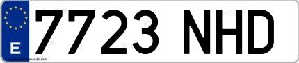 Ejemplo de matrícula española 7723 NHD