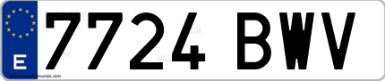 Ejemplo de matrícula de coche ordinaria 7724 BWV