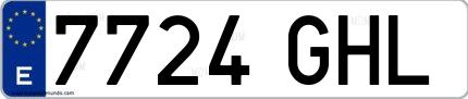 Ejemplo de matrícula española 7724 GHL