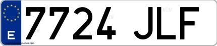 Ejemplo de matrícula española 7724 JLF