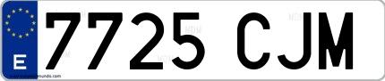 Ejemplo de matrícula española 7725 CJM