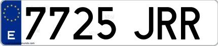 Ejemplo de matrícula española 7725 JRR