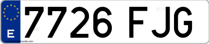 Ejemplo de matrícula de coche ordinaria 7726 FJG